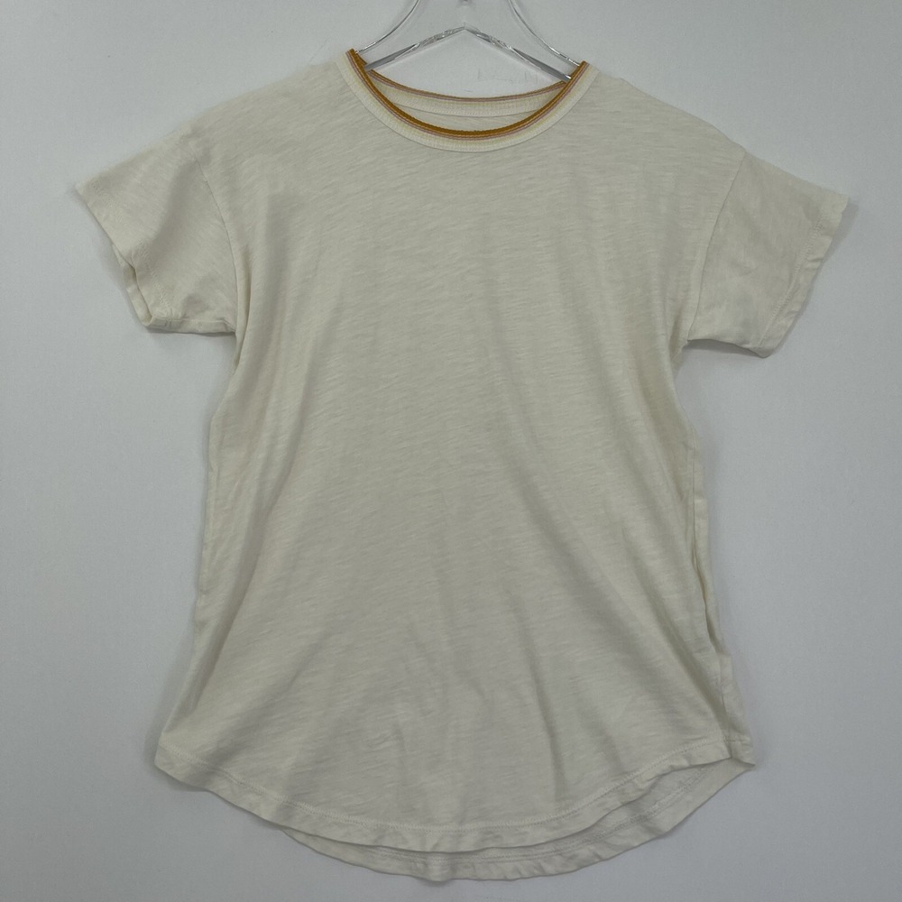 Madewell XS Womens Top Beige Short Sleeve T-shirt Round Neck Stretch Tee